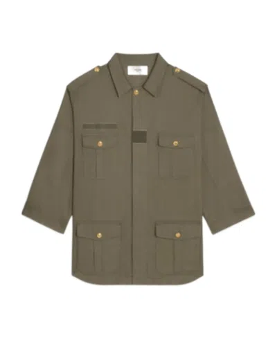 Celine Lapel Long-sleeved Coat In Green