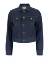 Celine Lapel Long-sleeved Denim Jacket In Black
