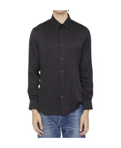 Celine Lapel Long-sleeved Shirt In Black
