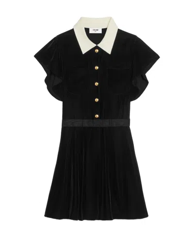 Celine Lapel Mini Dress In Black
