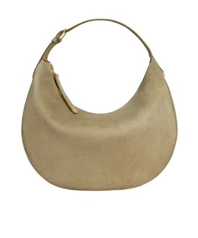 Celine Large  Lulu In Suede Calfskin In Green