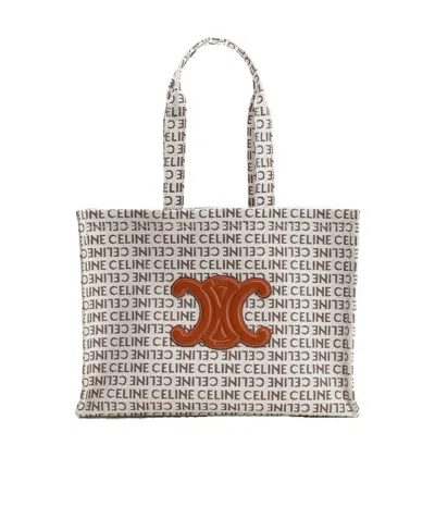 Celine Large Double Handle Shoulder Bag In White