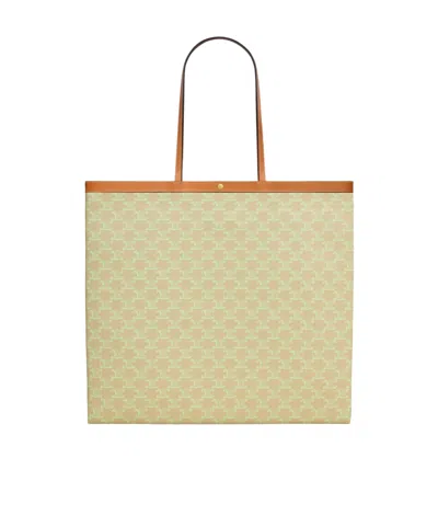 Celine Large Flat Shopper In Triomphe Canvas In Neutral