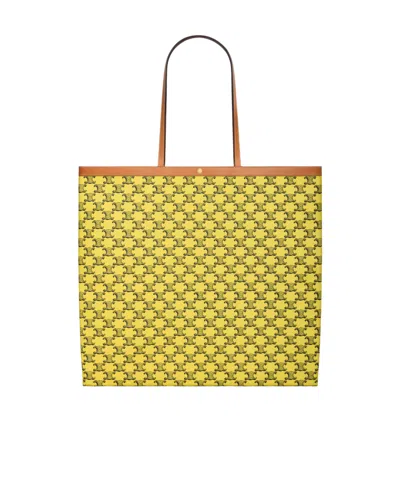 Celine Large Flat Shopper In Triomphe Canvas In Purple