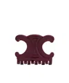 Celine Large Hair Claw In Acetate In Burgundy