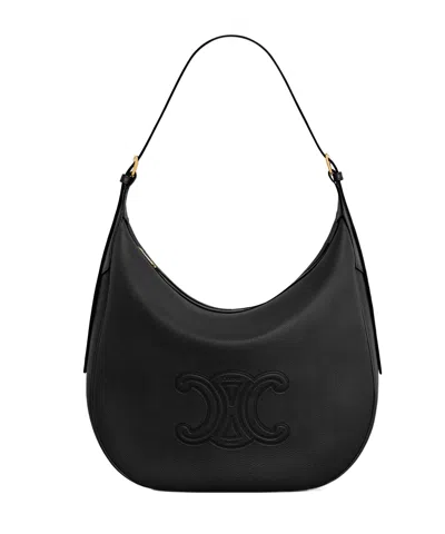 Celine Large Helose Cuir Triomphe Shoulder Bag In Black