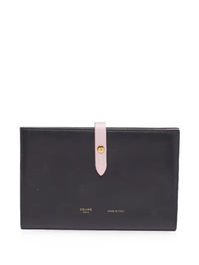 Pre-owned Celine Large Multifunction Strap Wallet In Black