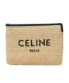 Celine Large Pouch In Raffia And Natural Calfskin
