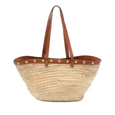 Pre-owned Celine Large Raffia Classic Studded Panier Tote In White
