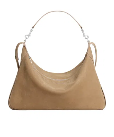 Celine Large Romy In Nubuck Calfskin In Nude