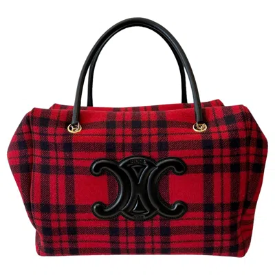 Pre-owned Celine Céline Large Tartan Pliage Patapan Tote Bag In Black