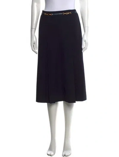 Pre-owned Celine Late 1980's - Early 1990's Midi Length Skirt In Blue
