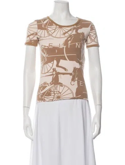 Pre-owned Celine Late 1990's - Early 2000's Printed T-shirt In Neutrals
