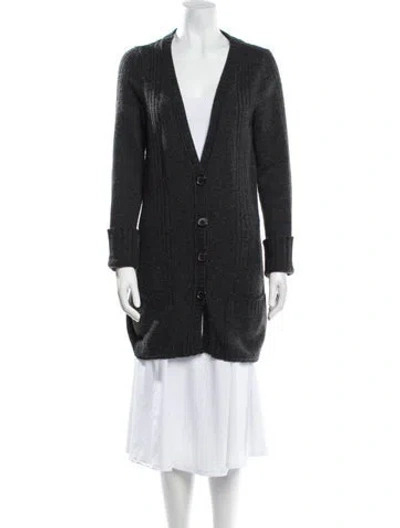 Pre-owned Celine Late 1990's - Early 2000's V-neck Sweater In Gray