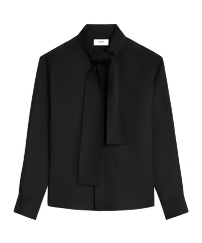 Celine Lavalliere Shirt In Silk Twill In Black