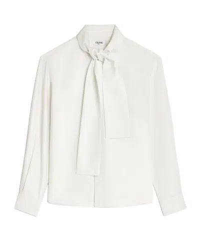 Celine Lavalliere Shirt In Silk Twill In White