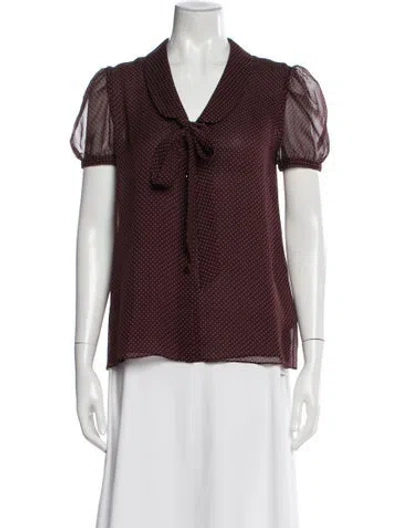 Pre-owned Celine Lavallière Silk Blouse In Burgundy