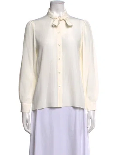 Pre-owned Celine Lavallière Tie Neck Blouse In Neutrals
