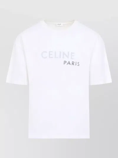 Celine Layered Crew Neck Short Sleeve T-shirt In White
