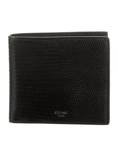 Pre-owned Celine Leather Animal Print Bifold Wallet In Black