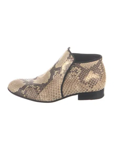 Pre-owned Celine Leather Animal Print Boots In Brown/neutrals
