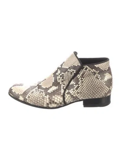 Pre-owned Celine Leather Animal Print Boots In Neutrals