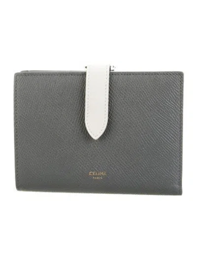 Pre-owned Celine Leather Animal Print Card Holder In Grey