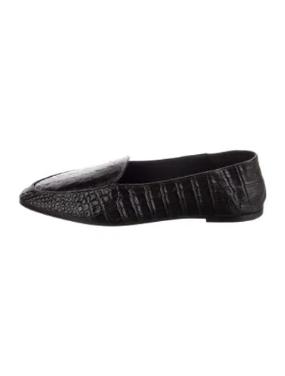 Pre-owned Celine Leather Animal Print Loafers In Black