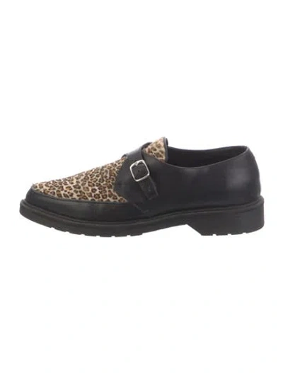 Pre-owned Celine Leather Animal Print Oxfords In Black