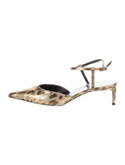 Pre-owned Celine Leather Animal Print Pumps In Gold