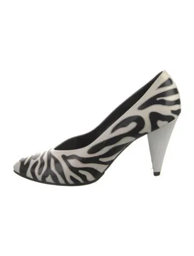 Pre-owned Celine Leather Animal Print Pumps In White