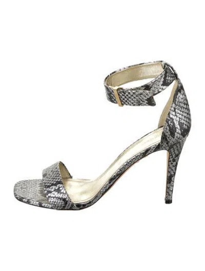 Pre-owned Celine Leather Animal Print Sandals In Grey/metallic