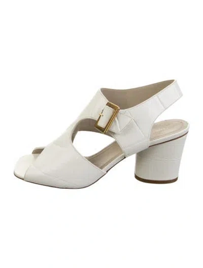 Pre-owned Celine Leather Animal Print Sandals In Silver