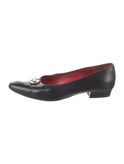 Pre-owned Celine Leather Ballet Flats In Black