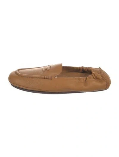 Pre-owned Celine Leather Ballet Flats In Brown