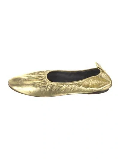 Pre-owned Celine Leather Ballet Flats In Gold/metallic