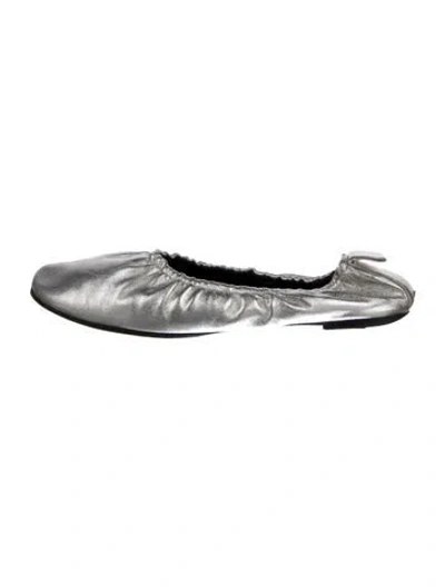 Pre-owned Celine Leather Ballet Flats In Silver