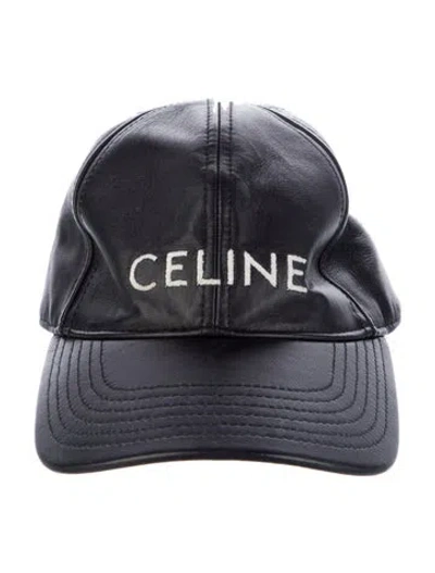 Pre-owned Celine Leather Baseball Cap In Black