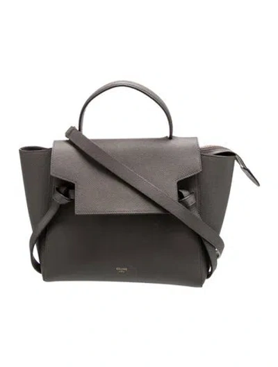 Pre-owned Celine Leather Belt Bag Micro In Gray