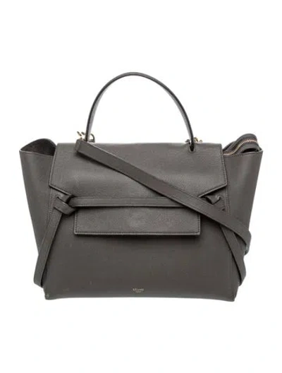 Pre-owned Celine Leather Belt Bag Micro In Gray