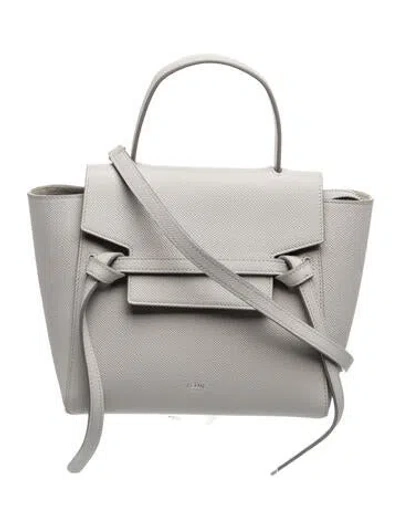 Pre-owned Celine Leather Belt Bag Micro In Gray