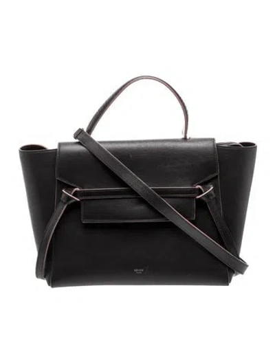 Pre-owned Celine Leather Belt Bag Mini In Black