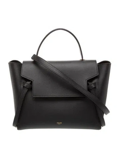 Pre-owned Celine Leather Belt Bag Mini In Black