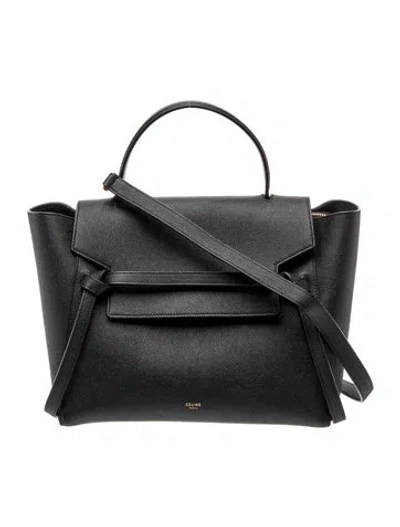 Pre-owned Celine Leather Belt Bag Mini In Black