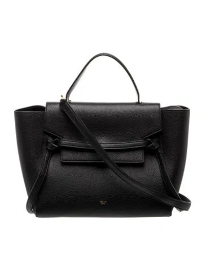 Pre-owned Celine Leather Belt Bag Mini In Black