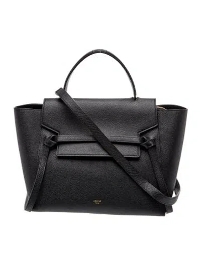 Pre-owned Celine Leather Belt Bag Mini In Black