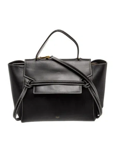 Pre-owned Celine Leather Belt Bag Mini In Black