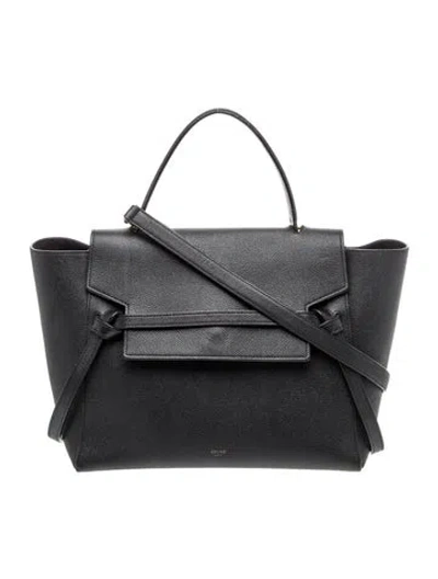 Pre-owned Celine Leather Belt Bag Mini In Black