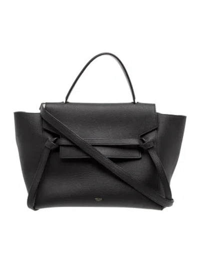 Pre-owned Celine Leather Belt Bag Mini In Black