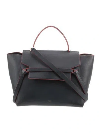 Pre-owned Celine Leather Belt Bag Mini In Blue